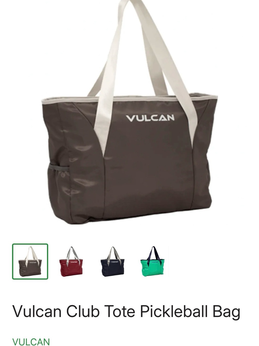 Vulcan Club Tote Bag in Brown with White Handles
